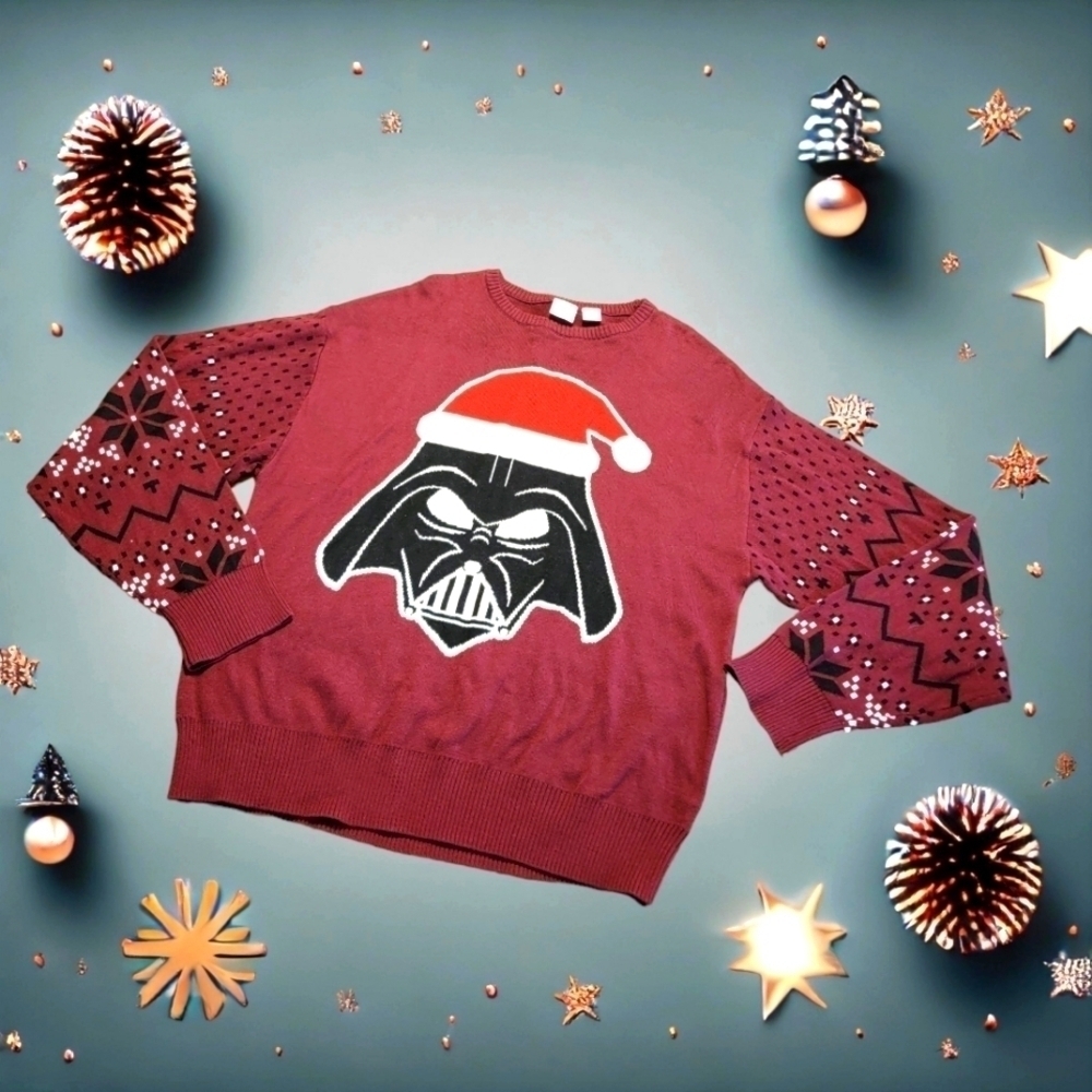 Disney Star Wars Mens Small Ugly Christmas Sweater Darth Vader T27